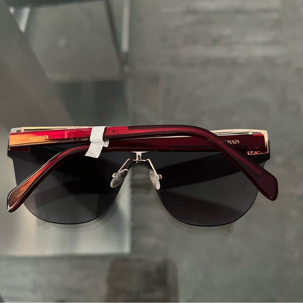 BALMAIN Sunglasses with Red Frames 70MM + Case, NWT - Picture 8 of 15